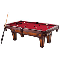 7 Ft Pool Table with Red Burgundy Wool Top and Fringe Drop Pockets - Photo 1