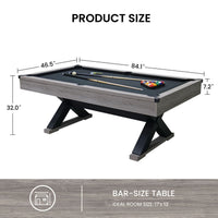Large 84-Inch Rustic Gray Pool Table With Cues, Balls And X-Legs (SAK54361) - Photo 14