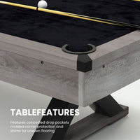 Large 84-Inch Rustic Gray Pool Table With Cues, Balls And X-Legs (SAK54361) - Photo 8