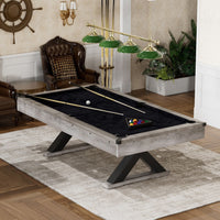 Large 84-Inch Rustic Gray Pool Table With Cues, Balls And X-Legs (SAK54361) - Photo 3