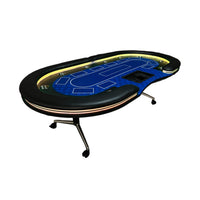 Luxury 94-Inch Foldable 10 Player Poker Table With LED, Wheels And Cup Holders (SAK24897) - Photo 9