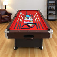 8FT Modern Red Felt Billiard Pool Table With Automatic Ball Return And Accessories Kit (SAK76139) - Photo 3