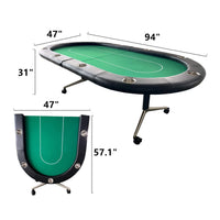 Premium 94-Inch Foldable 10-Player Poker Table With Wheels (SAK43087) - Photo 10